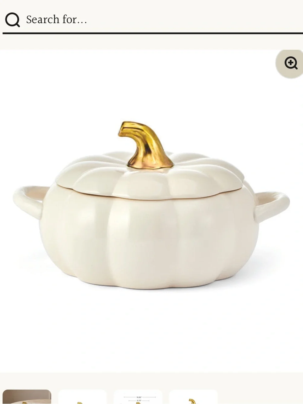 NWT Pfaltzgraff Cream Pumpkin-Shaped Covered Casserole with Gold Stem Accent